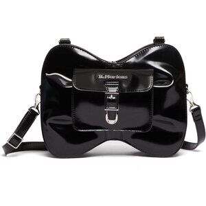 Vegan Bow Bag Black Oxford Rubber Off 12x9.5x4.25 inches versatile design
